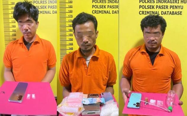 Tiga Pelaku Narkoba Diringkus Polsek Pasir Penyu, Ratusan Gram Sabu Disita